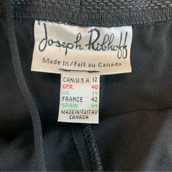 Joseph Ribkoff black draped white trim asymmetrical jumpsuit Sz 12 - Picture 6 of 13